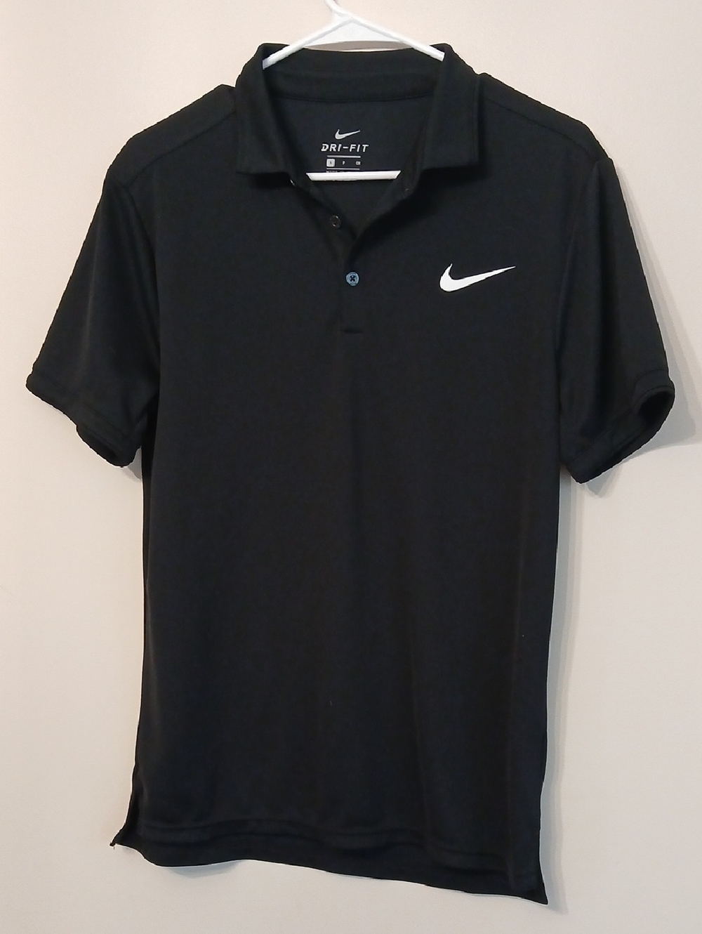 Nike Black Dri-FIT Men’s Short Sleeve Polo with White Swoosh